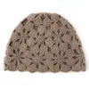 Gorro de Cachemira para Mujer 100% Cachemira Pura Nuevo Tejido a Crochet Hecho a Mano de Doble Capa Calado Baotou Gorro de Punto Cálido