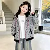 Sudadera con capucha estilo coreano para niña de otoño, cárdigan holgado con cremallera para primavera y otoño, chaqueta casual estilo preppy con estampado de estrellas para niños mayores