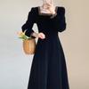 Vestido de Noite Estilo Francês para Reunião Anual Feminino 2023 Novo de Alta Qualidade Preto Elegante Luxo Leve Vestido de Apresentadora Pode Usar no Dia a Dia