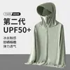 Roupa de Proteção SolarVerão leve, respirável, alta elasticidade, toque gelado, roupa de proteção solar, proteção UV, esportes ao ar livre com capuz