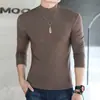 Camisa Base de Manga Larga para Hombre Coreano de Cuello Medio Otoño e Invierno Ropa de Hombre de Moda Camiseta Negra Lisa
