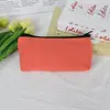 Bolsa de Maquiagem Longa de Cor Sólida Simples, Bolsa Grande de Lápis e Material Escolar para Estudante, Bolsa Portátil de Armazenamento para Batom e Moedas