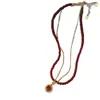 Colar de Pérolas de Pedra Olho de Tigre Banhado a Ouro Real, Elegante Retrô, Corrente de Clavícula Versátil para o Dia a Dia, Luxo Acessível e Colar de Alta Qualidade para Mulheres