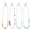 Novo colar de pérola e aço inoxidável mais vendido da Jingdong Jewelry, colar de água-marinha e cristal branco da fábrica de origem