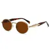 Óculos de Sol Femininos Elegantes com Armação Oval de Metal, High-End, Estilo Retrô, Emagrecimento Facial, Proteção UV, Óculos de Sol para Proteger do Sol no Estilo de Rua
