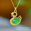 Pingente Cravejado de Calcedônia Verde Gelo Alto Estilo Casal Ágata Dourada Antiga Pingente Cravejado com Diamante Jade Buda Maitreya Venda Quente Transmissão ao Vivo