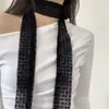 Estilo Coreano Ambiente Blanco Encaje Seda Bufanda para Mujer 2025 Nuevo Estilo Primavera y Verano Elegante Versátil Cuello Cinta Larga Bufanda