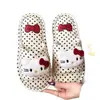 Pantuflas de Algodón y Lino con Lunares de Hello Kitty para Mujer, Nuevas de Dibujos Animados Lindas para el Hogar, Antideslizantes, de Punta Cerrada para Todas las Estaciones
