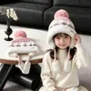 Gorro de invierno para niños con orejeras, gorro de lana tejido para niñas con forro polar y engrosado, diseño lindo de pompón, gorro a prueba de viento y cálido para bebés