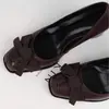 Zapatos de una sola pieza de piel de cordero estilo retro francés de tacón bajo para mujer, tacón grueso, versátiles para ir al trabajo, puntera cuadrada, tacones altos, lazo simple, zapatos para mujer