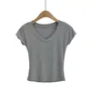Cl2432-25 Novo Estilo de Inverno Estilo Europeu e Americano Estilo Básico Simples Puro Sexy Sexy Decote V Profundo Manga Curta Camiseta Casual