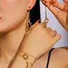 Pendientes Asimétricos de Sol y Luna de Lujo Ligero Transfronterizos Europeos y Americanos para Mujer, Accesorios para Orejas con Borlas, Pulsera Simple y de Alta Gama de Sol y Luna