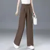 Pantalones anchos de pierna recta, finos, de cintura alta, con textura, estilo coreano, hechos a medida para mujer, nueva colección otoño 2026, con un diseño fluido, corte recto, holgado y adelgazante