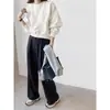 Sudadera Retro de Manga Raglán con Cuello Redondo 2025 para Mujer Primavera y Otoño Pequeña Moda Casual Versátil Top Pulóver Corto