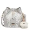 Bolso de Hombro Único Estilo Coreano de Moda, Bolso Cruzado Casual Versátil y a la Moda, Bolso Cubo Acolchado con Bloques de Color de Diseño de Nicho