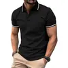 Europa Transfronteiriça Manga Curta Gola Lapela Cor Sólida Novo Estilo Manga Curta Casual Camisa POLO Estampa 3D Bolso Gola Lapela Camisa Polo