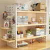 Prateleira de Armazenamento para Mesa, Organizador de Mesa, Estante Multi-Nível para Exibição de Livros, Painel Perfurado para Mesa de Escritório