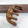 Peine de masaje de sándalo dorado, peine de madera de cinco dientes con forma de bola, peine meridiano, raspador nasal, peine de masaje para raspar el cuero cabelludo.