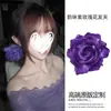 Elegante Pasador Morado para el Cabello Pinza Lateral Flor Artificial Accesorio para el Cabello Adorno de Flor de Rosa Atrezzo para Fotografía