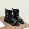 Sandalias Planas para Mujer 2026 Verano Nuevas al por Mayor en Stock Cómodas Calzado de Mujer Hueco Sandalias Romanas de Caña Alta Negras