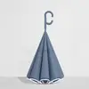 Paraguas Invertido Automático de Doble Capa con Mango Largo para Hombres y Mujeres, Protección Solar, Lluvia o Sol, Parasol Grande de Doble Capa Resistente al Viento para Montar en el Coche