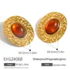 Pendientes de Titanio Acero Inoxidable Yuhui Transfronterizos Estilo Maillard Color Ámbar Resina Retro Chapado Color Oro Real Acero Inoxidable Conservador de Color