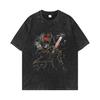 Camiseta americana antigua lavada de hilo doble pesado de 240 g de Devil Comes, camiseta europea y americana de gran tamaño para hombre, de verano.