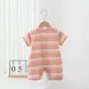 Macacão Curto Listrado de Verão Macacão de Bebê Roupas para Recém-Nascidos Macacão
