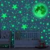 Luna luminosa azul estrellas luminosas punto 435 piezas pegatinas fluorescentes decoración habitación infantil pegatinas de dibujos animados autoadhesivas