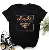 Talla Europea TransfronterizaCamiseta de Moda para Mujer Estampado de Corazón de Leopardo Negro Top Gráfico de Manga Corta para Mujer