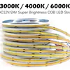 Tira de Luz Suave Cob 320 Lámparas Tira de Lámparas Invertida Bajo Voltaje 12V24V Luz de Línea para Gabinetes Tira de Luz Cob