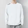 Camiseta de manga larga de otoño, capa base talla grande, cuello redondo para hombre, top simple y holgado, estilo coreano, camiseta estampada de moda