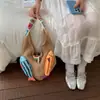 Bolso de playa tejido estilo oceánico para mujer 2026 Nuevo Color Bloqueado Hueco Moderno Versátil Bolso de Hombro Bolso de Axila