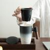 Taza de Oficina Shangyue de Estilo Japonés Taza de Cerámica Taza Mango de Madera con Tapa Separación de Té Taza para Remojar Gran Capacidad Taza para Beber