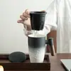 Taza de Oficina Shangyue Personalizada Taza de Cerámica Taza con Asa de Madera con Tapa Separador de Té Taza de Burbujas Taza para Beber LOGOTIPO