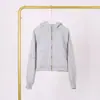 Moletom Lulu com Capuz, Zíper Completo, Corte Solto, Com Etiqueta, Em Estoque, Entrega Direta, Etiqueta Dourada, Zíper Dourado, Estilo Casual Curto, Forrado com Fleece