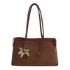 Bolso Tote Grande de Gamuza Mate para Mujer Bolso de Mano para Viajes Cotidianos Bolso de Hombro Individual con Sensación Relajada y Perezosa Bolso Grande Retro