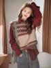 Rebajas Marca Comercio Exterior Armario de Retiro Recogida Camiseta Chaleco de Punto Estilo Retro Hong Kong para Mujer Suéter Rojo Apilado