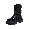 Botas Retro Estilo Francés de Suela Gruesa 2025, Nuevos Zapatos de Plataforma para Aumentar la Altura de Otoño, Botines Pequeños tipo Martin, Negro