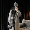Bufanda para Mujer Otoño e Invierno Estilo Coreano Nuevo Estilo Europeo y Americano Engrosada de Moda Hilo Circular Cuadros Arcoíris Cálida para el Cuello Moda