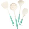 Utensilios de Cocina de Silicona de Dos Colores Espátula de Silicona Colador Cuchara para Sopa Cuchara para Arroz Sartén Antiadherente Resistente a Altas Temperaturas Cuchara de Cocina Multifuncional Juego de Espátulas