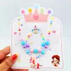 Joyería de collar de perlas de colores para niños, conjunto de pulsera de cuentas para niñas, diadema de dibujos animados, pendientes, accesorios para niñas princesas