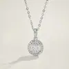 Item popular transfronteiriço: Colar Circular de Moissanita em Prata S925, Luxo Leve, Sensação de Alto Padrão, Design de Nicho, Corrente de Clavícula Fashion