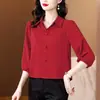 Popular Nova Camisa de Botão Estilo Chinês para Mulheres, Blusa que Cobre a Barriga, Moda Primavera/Verão 2026, Camisa Estilosa e Elegante Estilo Nacional