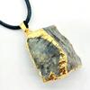 Colar Pingente de Cristal Dourado Pedra Natural Amorfa Borda DIY Acessórios Simples Estilo Europeu e Americano