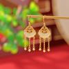 Pendientes Yuebao de plata de ley S925 con jade hetiano chapado en oro, nuevos pendientes de borlas de Ruyi con estilo retro chino, elegantes y auspiciosos con gancho para la oreja.