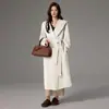 Abrigo de Lana Double-Face con Capucha para Mujer, Diseño de Invierno, Alto con Cordones, Abrigo de Lana Double-Face de Gama Alta para Otoño e Invierno