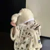 Bata con Capucha de Coral Fleece de Conejo Miffy Invierno Casual Estampado de Perro Engrosada Cálida Conjunto de Ropa de Casa para Entrega a Domicilio
