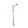 Aleación de titanio F136 doble cilindro Zoro gota de agua circonita colgante stud para el lóbulo de la oreja titanio G23 rosca interna cabeza de joyería stud para la oreja