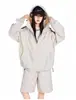 2026 Nueva Chaqueta Cardigan con Cremallera de Tres Rayas Estilo Coreano para Mujer, Corte Holgado, Conjunto Deportivo Casual con Capucha para Protección Solar